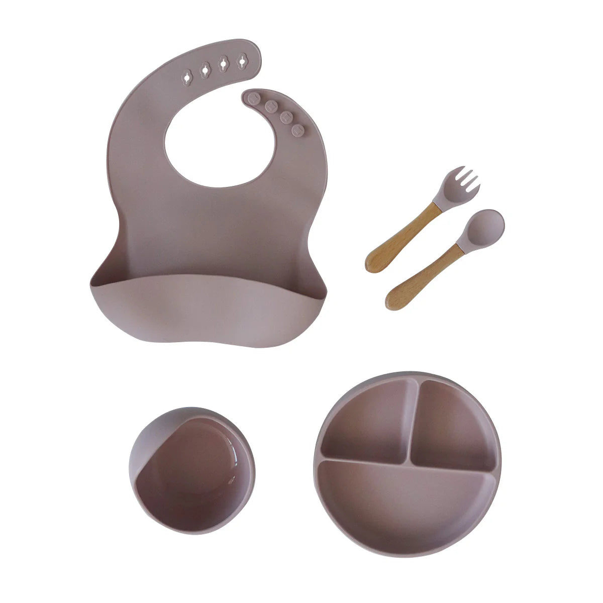 Back To Nature Silicone Feeding Set 5pc - Pink