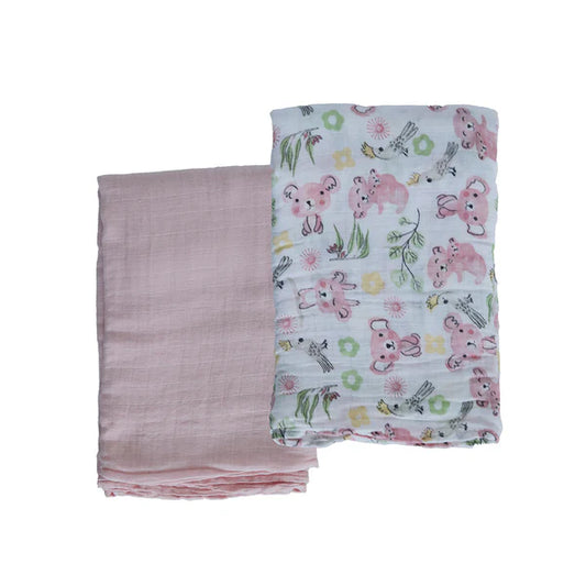 Snuggletime Bamboo Muslin Receiver 2PK - Pink Jungle
