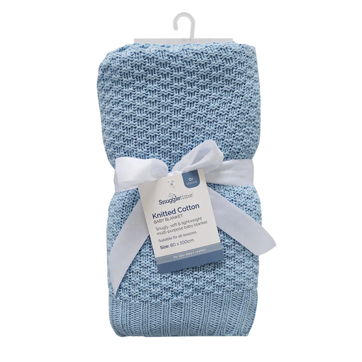 Snuggletime Knitted Cotton Blanket - Blue