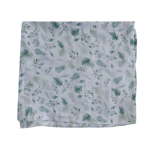 Snuggletime Bamboo Muslin Receiver - Green Leaf
