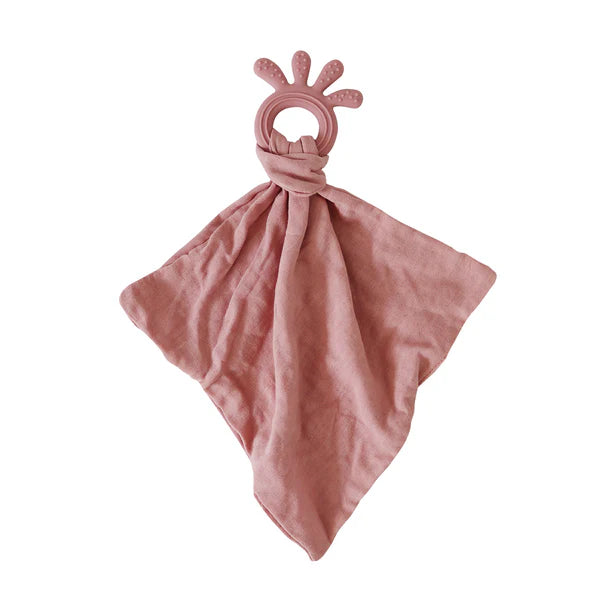 Back To Nature Silicone Teether Muslin Blankie - Pink
