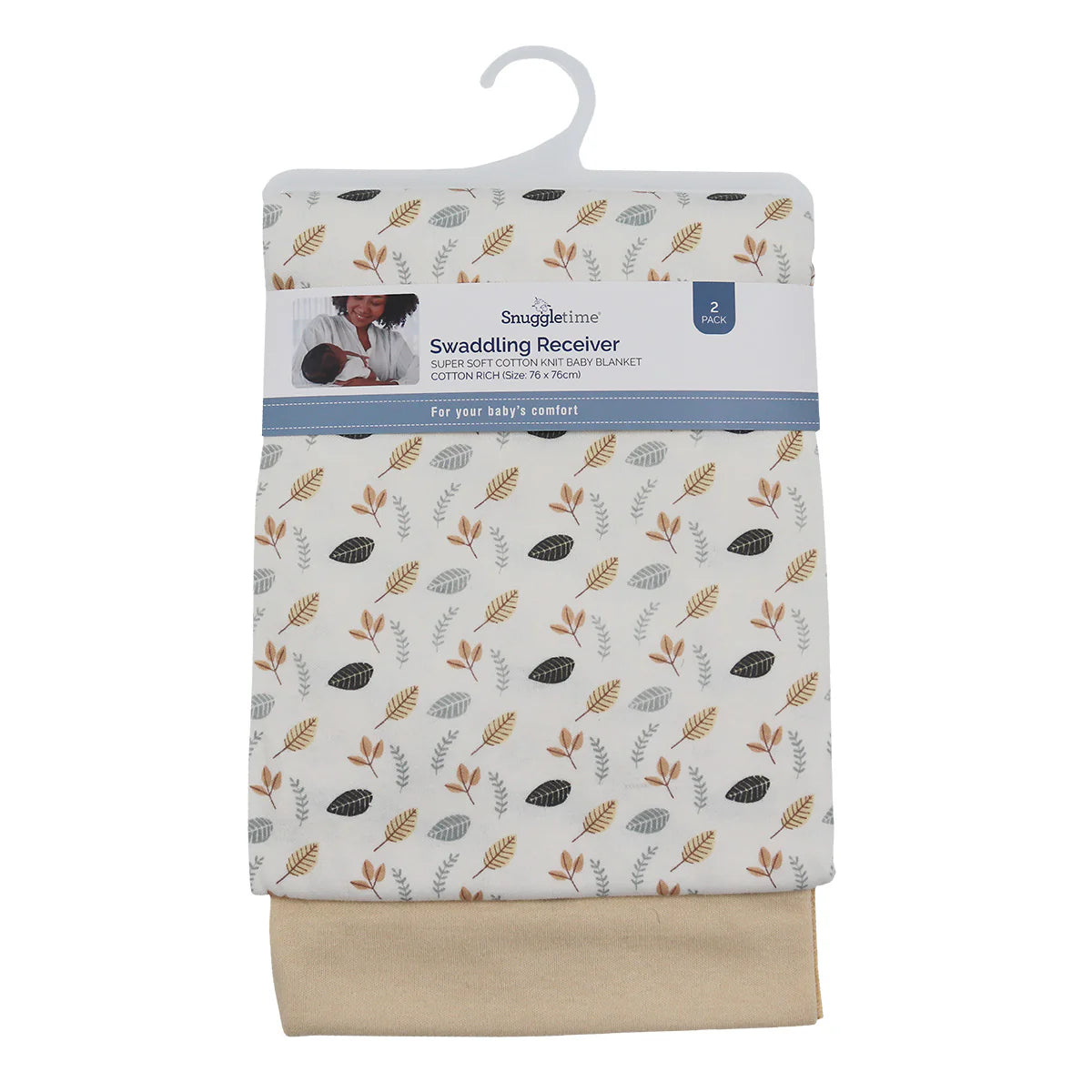 Snuggletime Swaddling Receiving Blanket 2PK - Natural Leaf