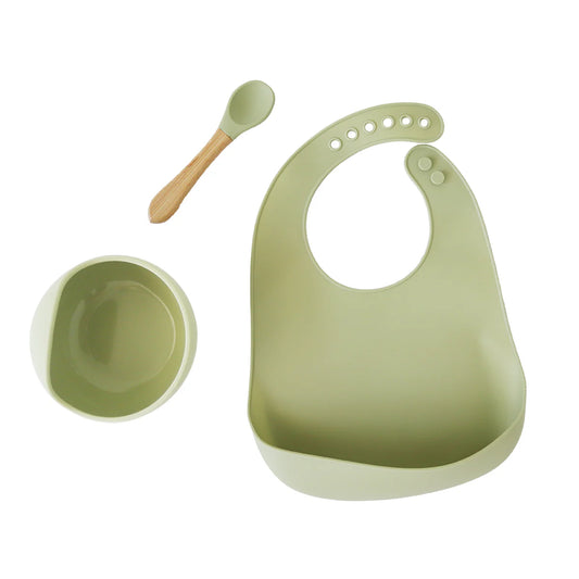 Back To Nature Silicone Feeding Set 3pc - Green