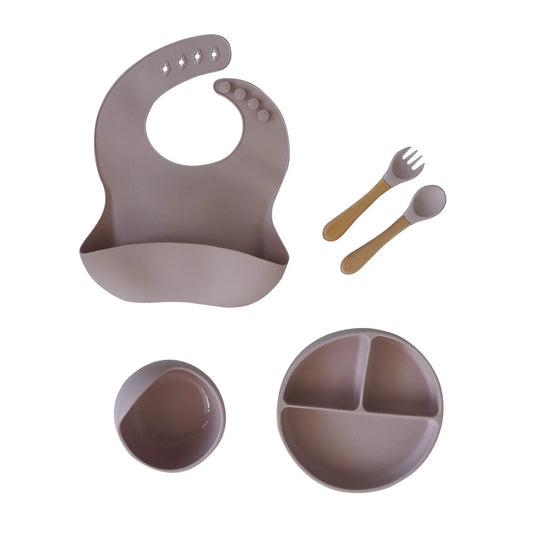 Back To Nature Silicone Feeding Set 5pc - Pink