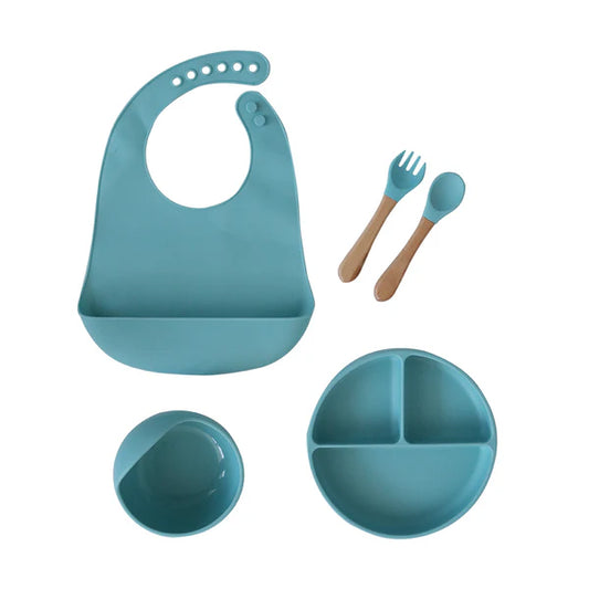 Back To Nature Silicone Feeding Set 5pc - Blue