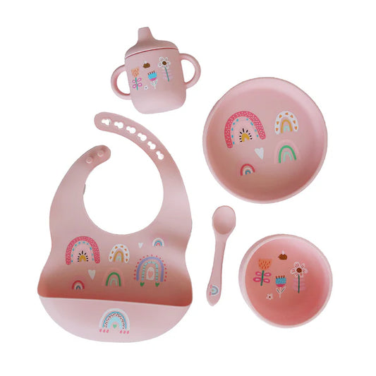 Back To Nature – 5pc Character Silicone Feeding Set - Rainbow