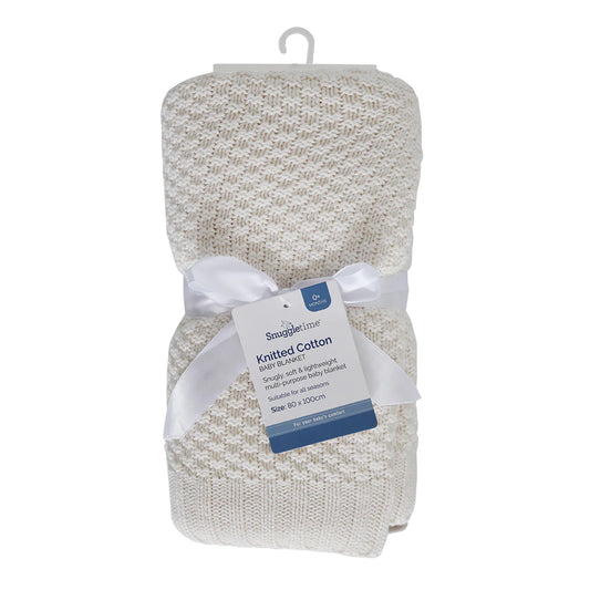 Snuggletime Knitted Cotton Blanket - Ivory