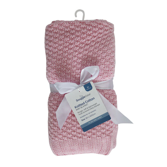 Snuggletime Knitted Cotton Blanket - Pink