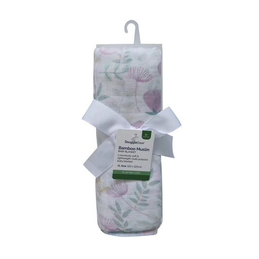 Snuggletime Bamboo Muslin Receiver - Pink Blossom