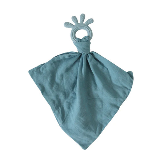 Back To Nature Silicone Teether Muslin Blankie - Blue