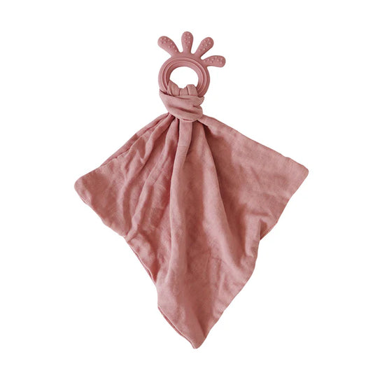Back To Nature Silicone Teether Muslin Blankie - Pink