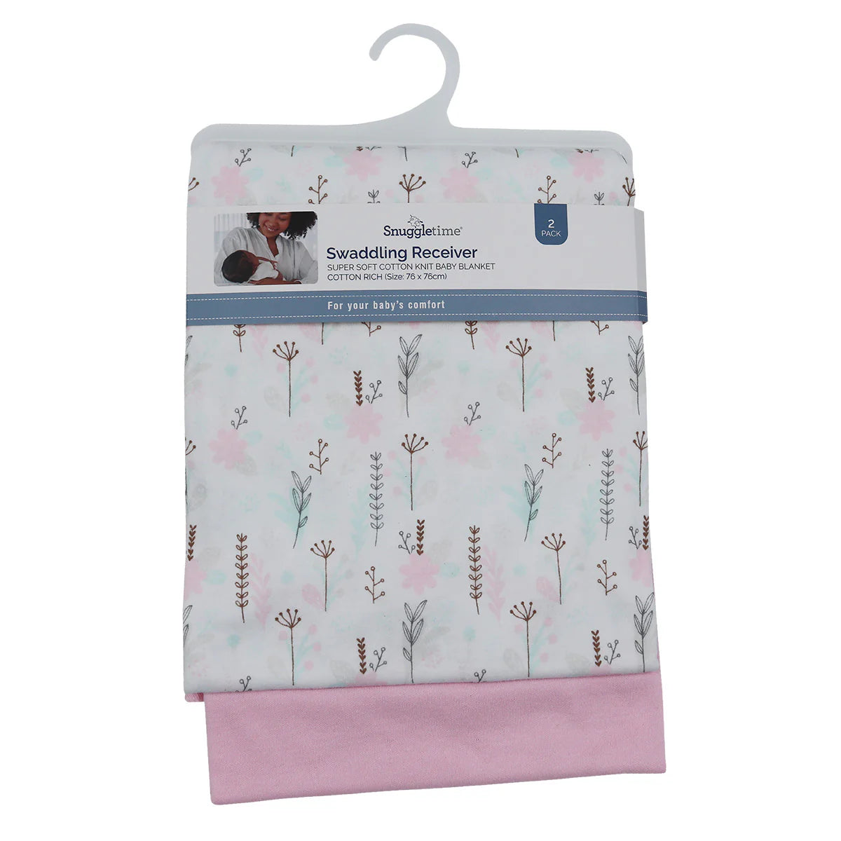 Snuggletime Swaddling Receiving Blanket 2PK - Pink Flower