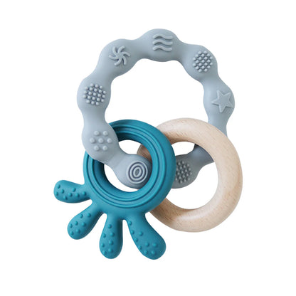 Back To Nature Teether Ring - Blue Octo