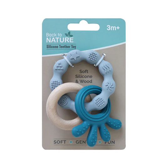 Back To Nature Teether Ring - Blue Octo