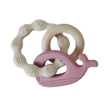 Back To Nature Teether Ring - Pink Whale